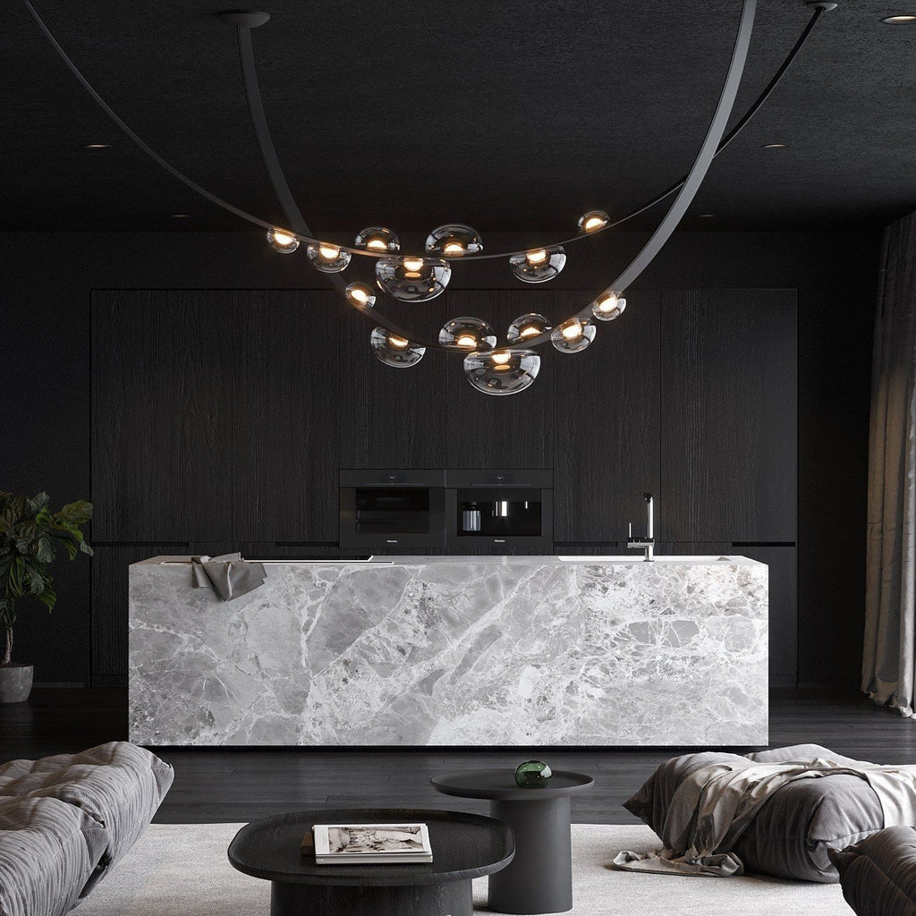 Dew Drops Nordics Glass Leather Linear Chandelier