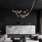 Dew Drops Nordics Glass Leather Linear Chandelier