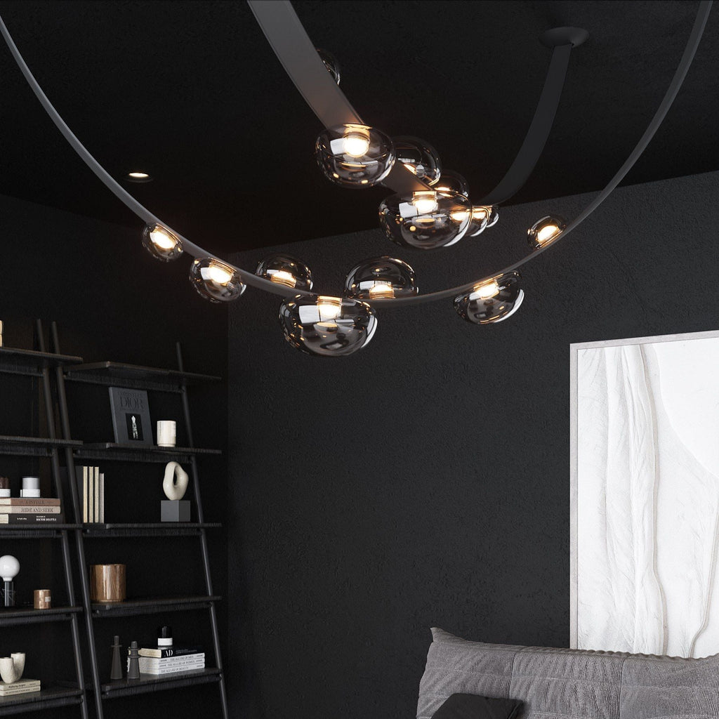 Dew Drops Nordics Glass Leather Linear Chandelier
