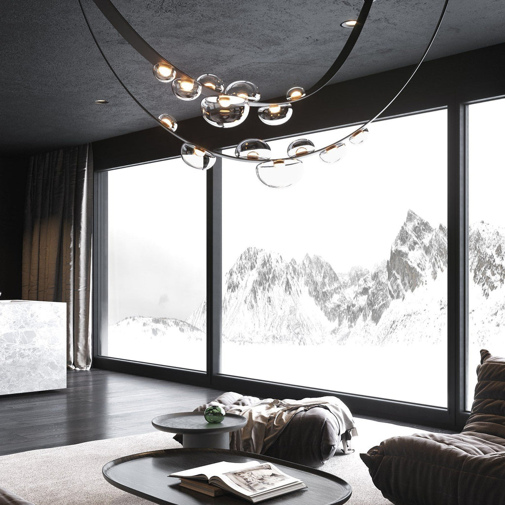 Dew Drops Nordics Glass Leather Linear Chandelier