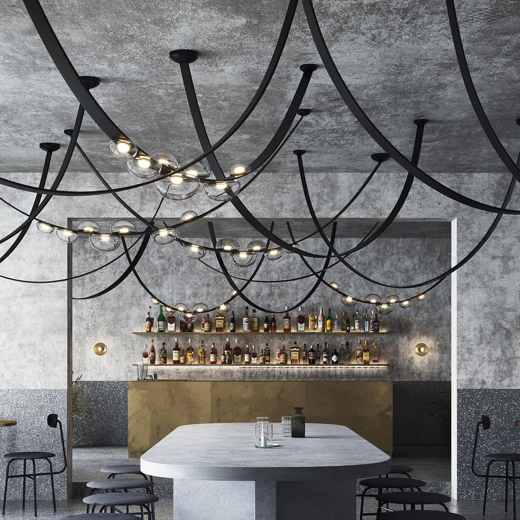 Dew Drops Nordics Glass Leather Linear Chandelier