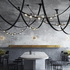 Dew Drops Nordics Glass Leather Linear Chandelier