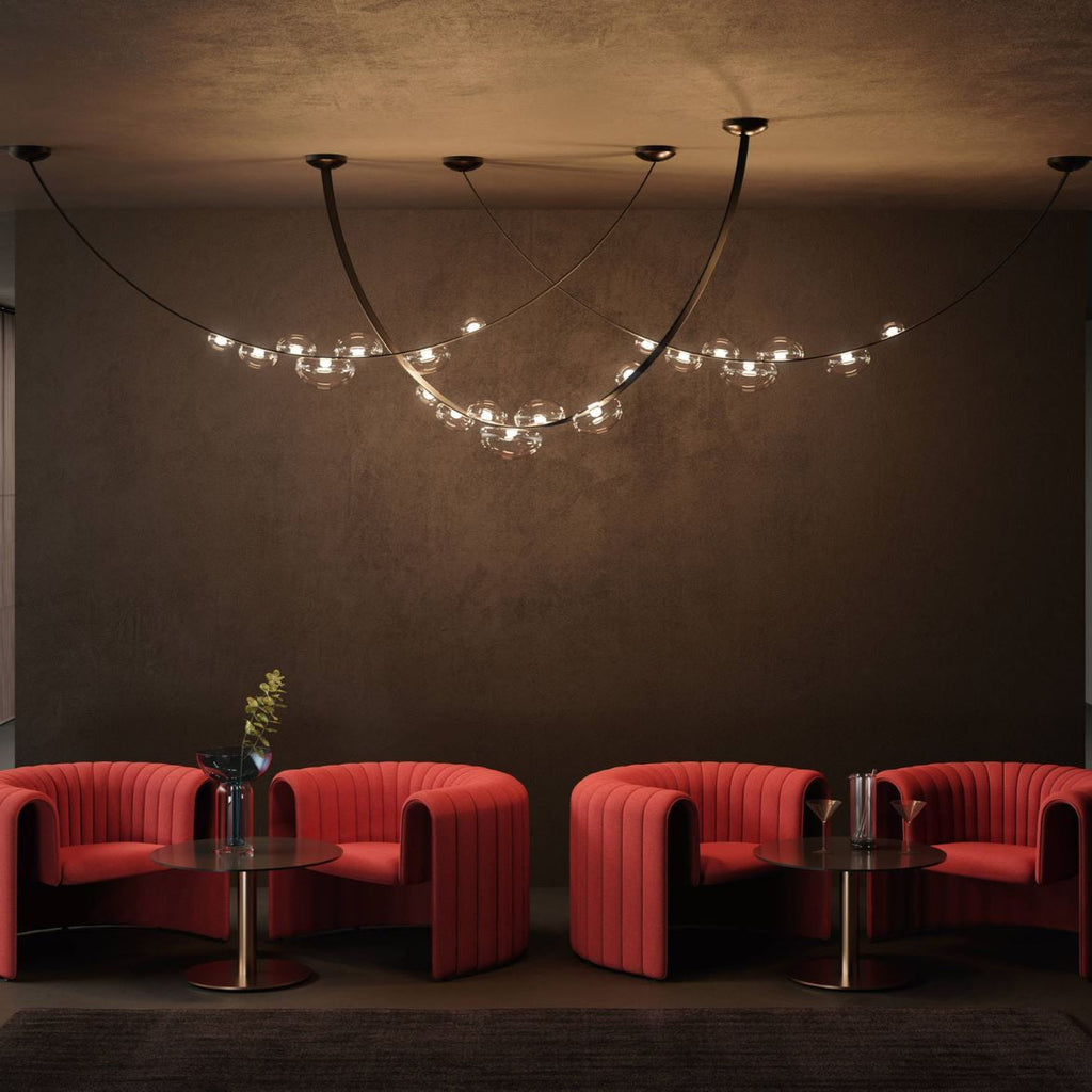 Dew Drops Nordics Glass Leather Linear Chandelier