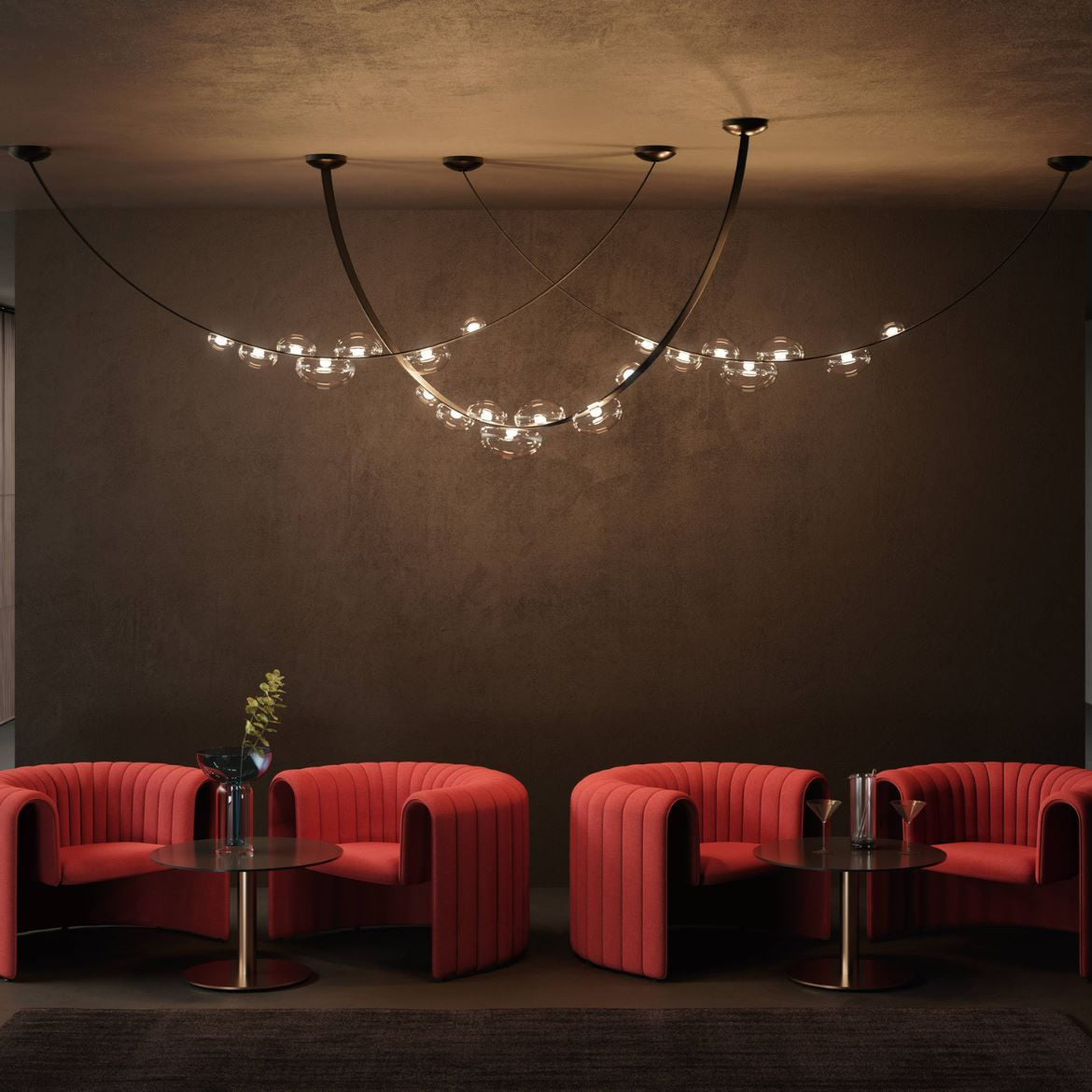 Dew Drops Nordics Glass Leather Linear Chandelier