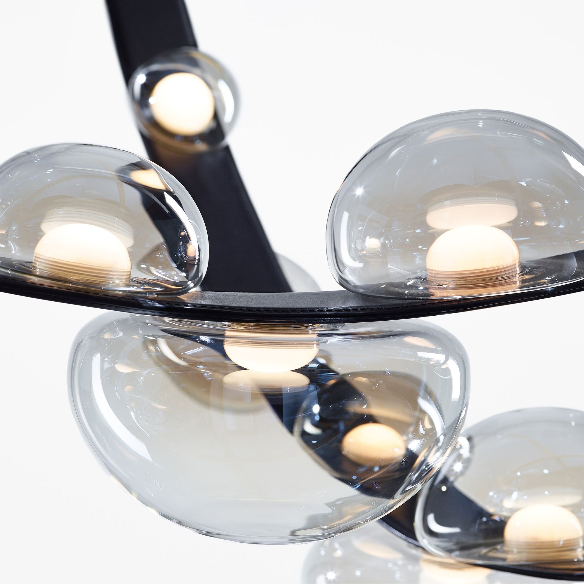 Dew Drops Nordics Glass Leather Linear Chandelier