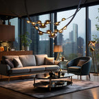 Dew Drops Nordics Glass Leather Linear Chandelier