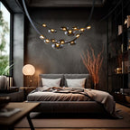 Dew Drops Nordics Glass Leather Linear Chandelier