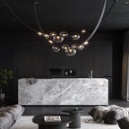 Dew Drops Nordics Glass Leather Linear Chandelier