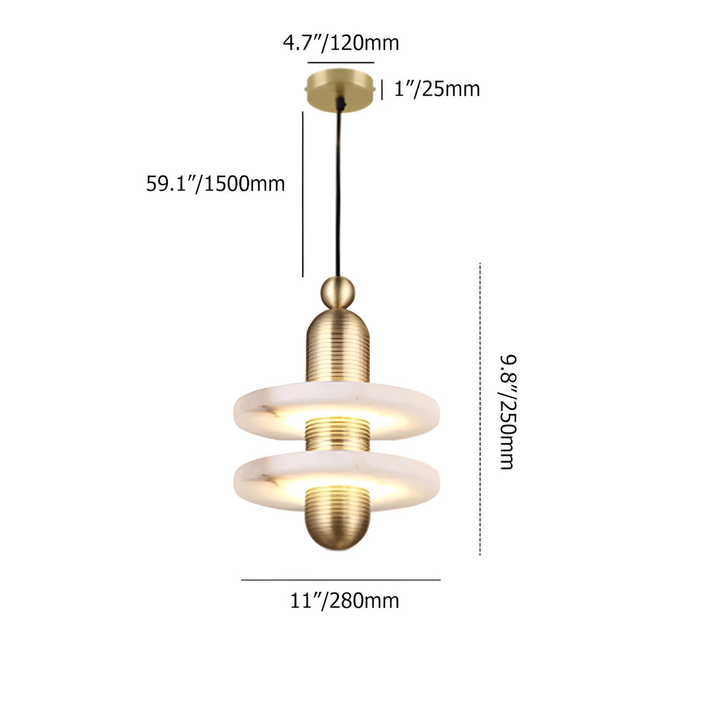 Modern Iron Alabaster Disc Minimalist Pendant Light