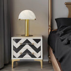 Luminous Veil Alabaster Bronze Table Lamp