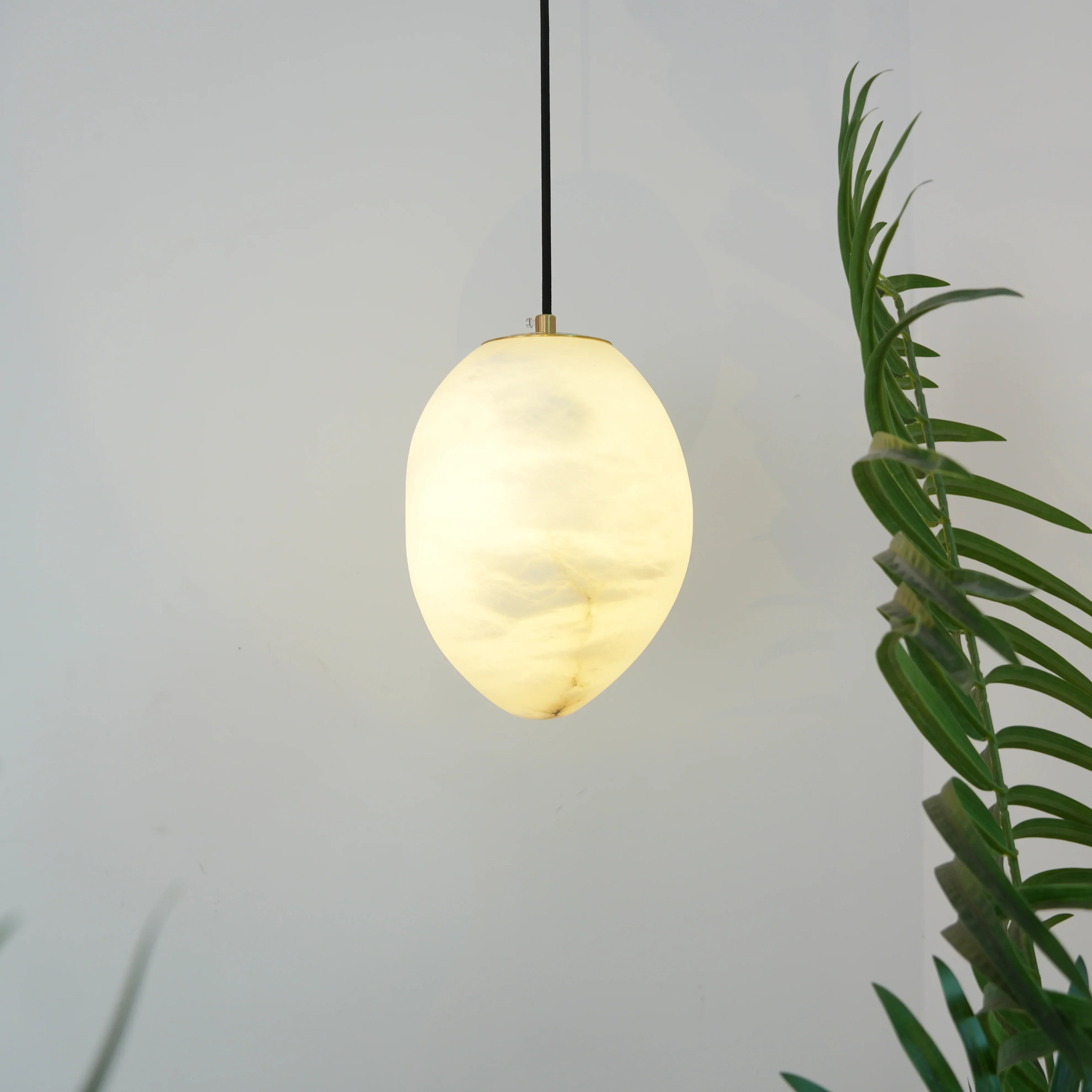 Living Sculpture Alabaster Brass Pendant Light