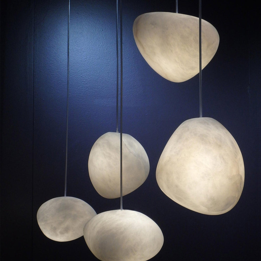 Living Sculpture Alabaster Brass Pendant Light