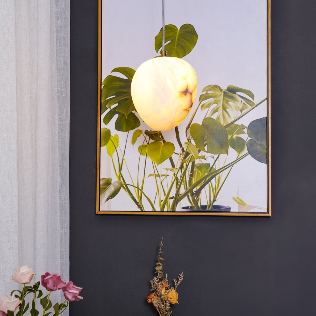 Living Sculpture Alabaster Brass Pendant Light