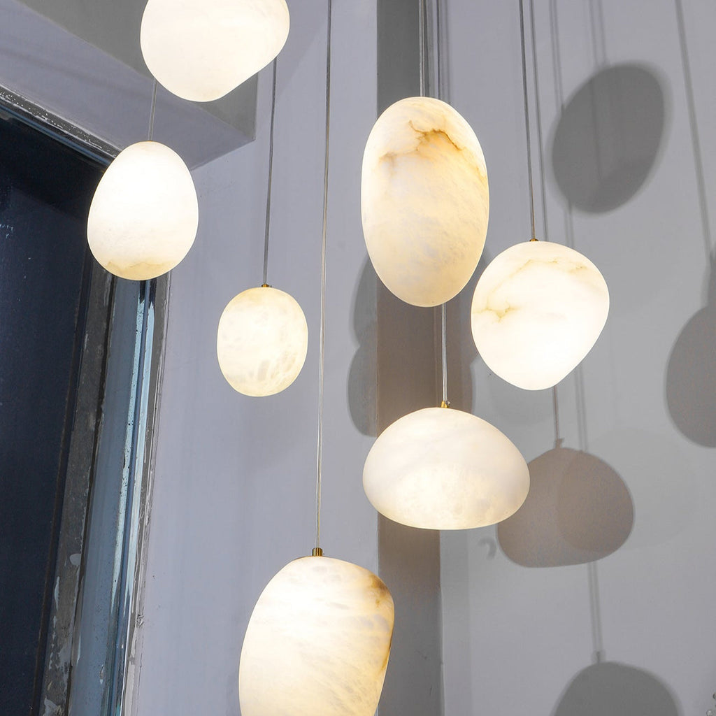 Living Sculpture Alabaster Brass Pendant Light