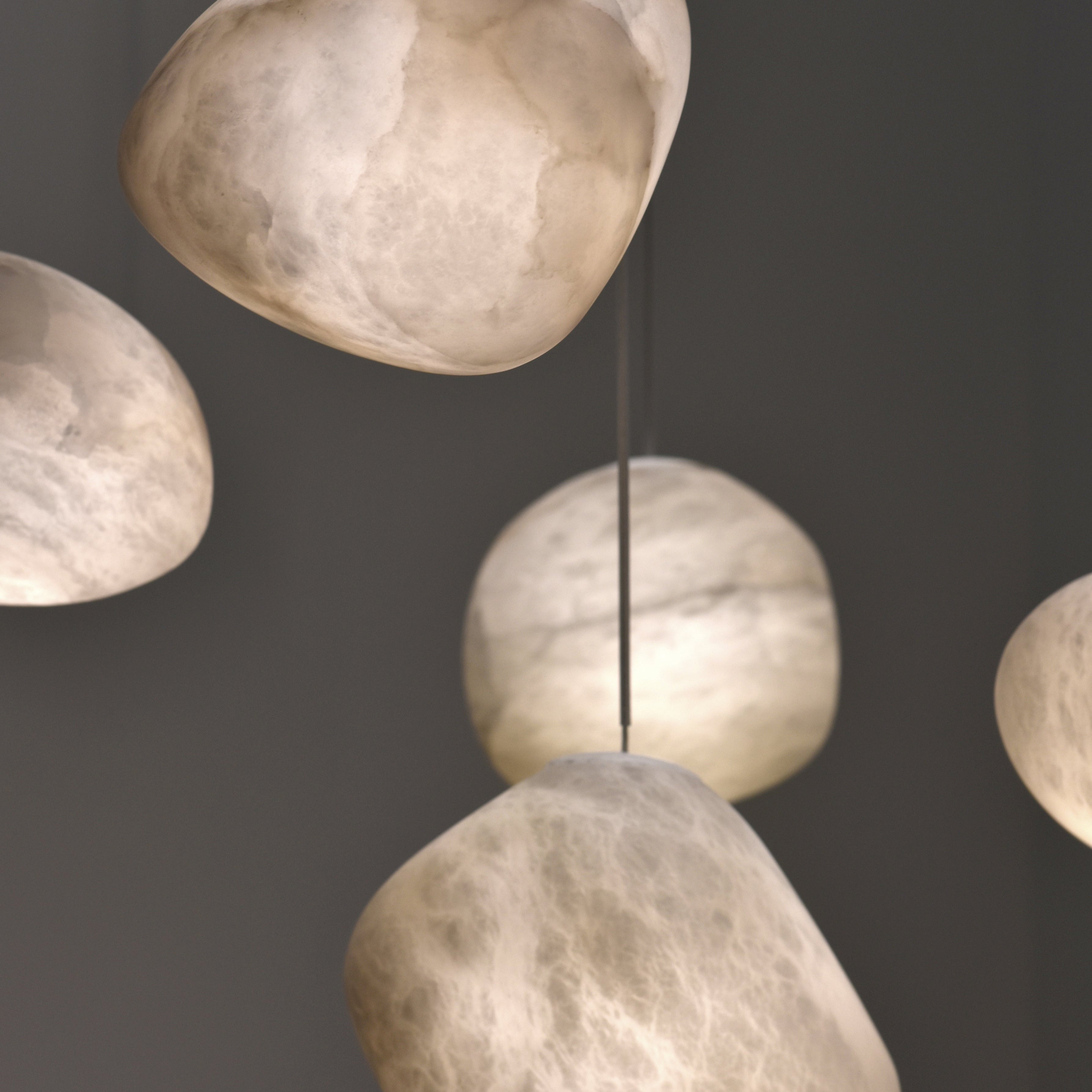 Living Sculpture Alabaster Brass Pendant Light