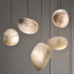 Living Sculpture Alabaster Brass Pendant Light