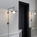 Ayumi Japandi Frosted Glass Minimalist Metal Wall Lamp