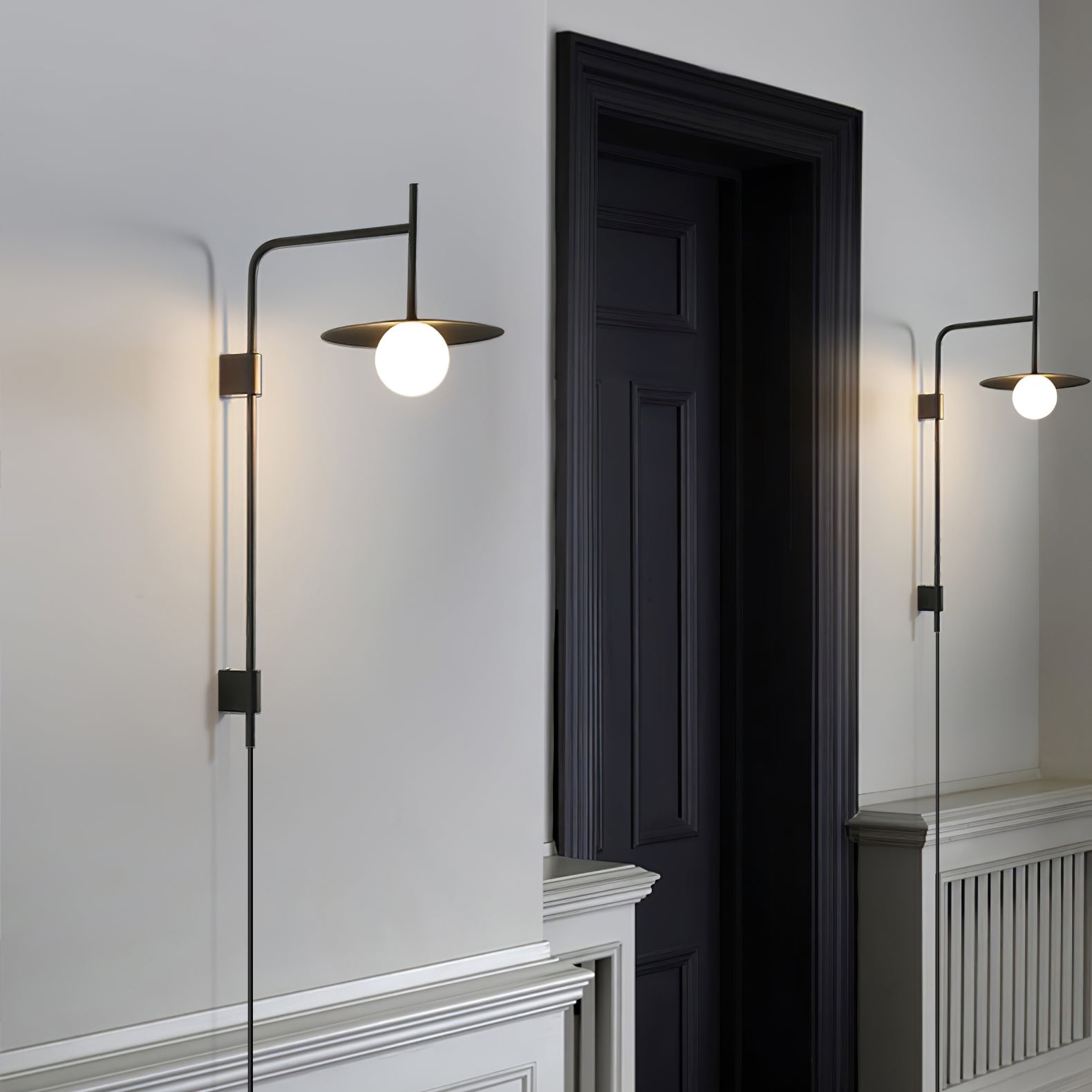 Ayumi Japandi Frosted Glass Minimalist Metal Wall Lamp