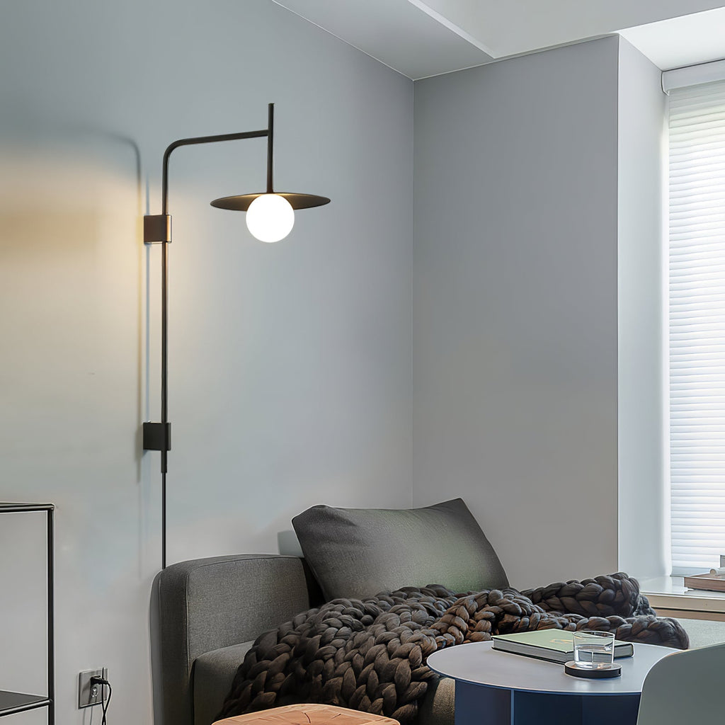 Ayumi Japandi Frosted Glass Minimalist Metal Wall Lamp