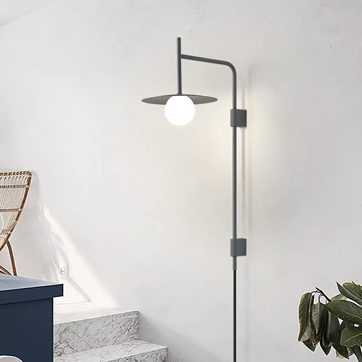 Ayumi Japandi Frosted Glass Minimalist Metal Wall Lamp