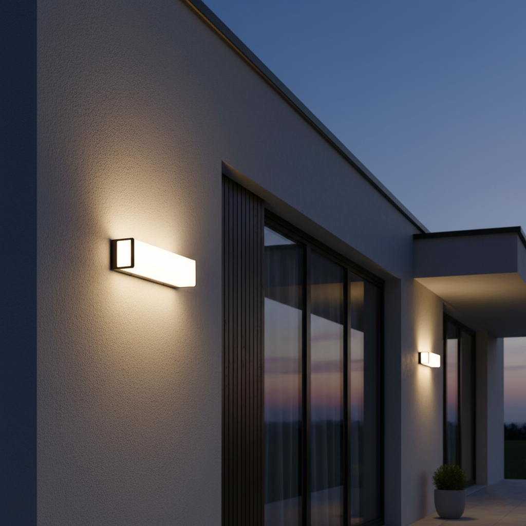 Modern Minimalist Rectangular Acrylic Sensor Solar IP65 Waterproof Outdoor Wall Light