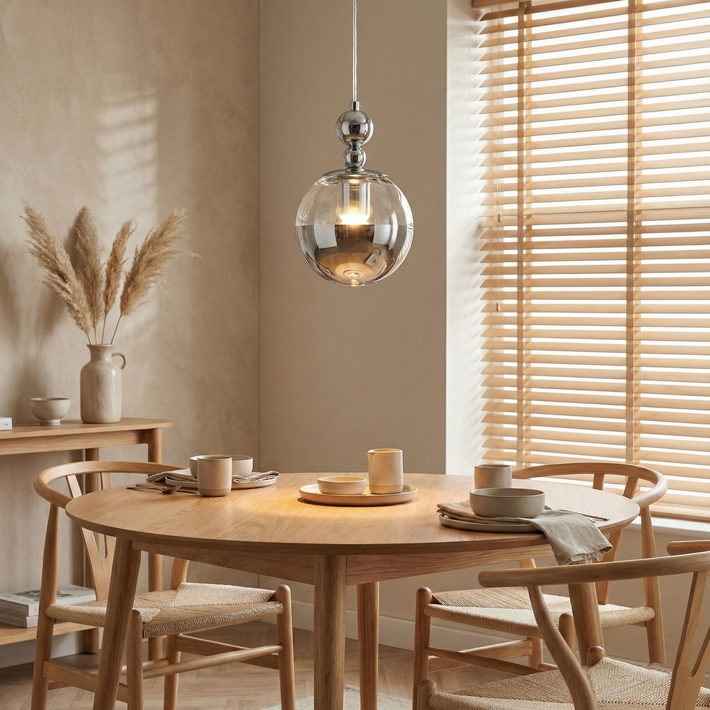 Orbique Bauhaus Chrome Mirrorball Glass Pendant Light