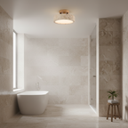 Round Yellow Travertine Ceiling Light Fixture