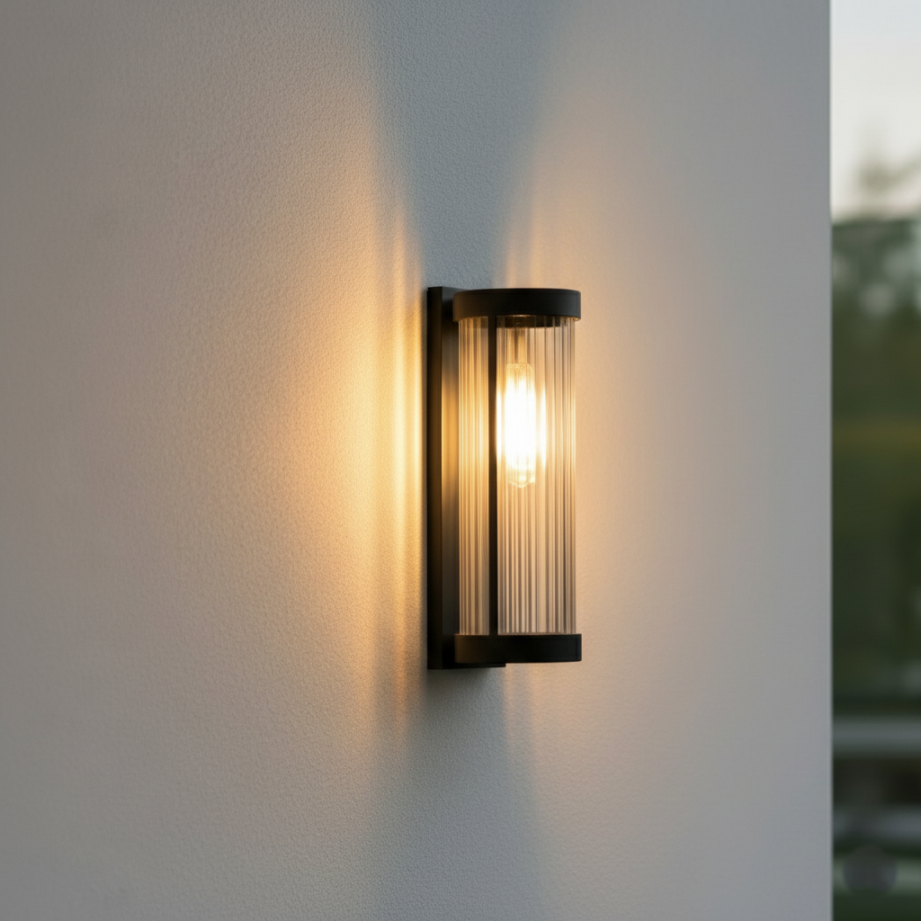 Modern Cylindrical Metal & Glass Outdoor Solar IP65 Waterproof Outdoor Light