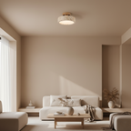 Round Yellow Travertine Ceiling Light Fixture