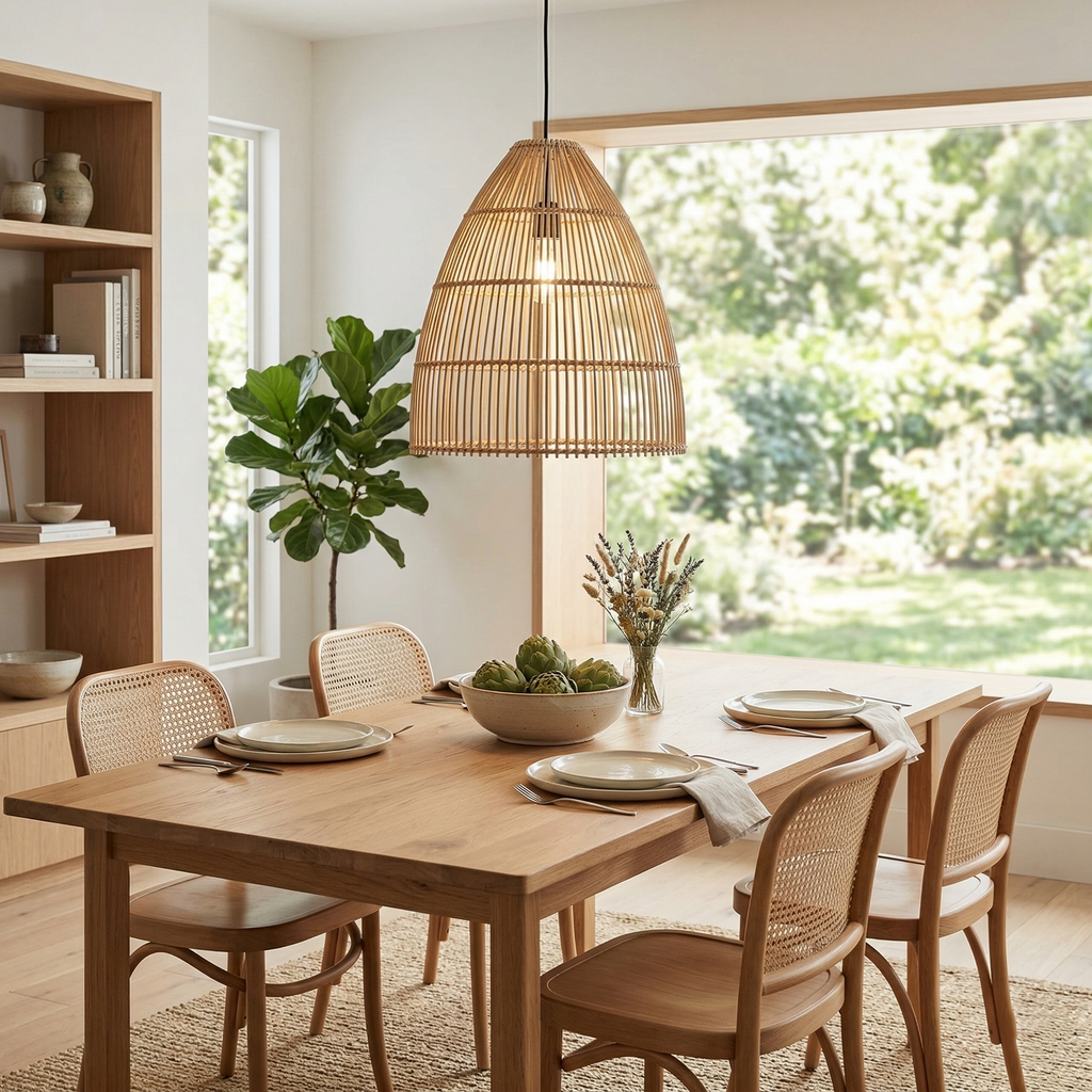 Runa Boho Rattan Pendant Light