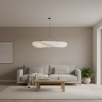 Japandi White Silk Fabric Minimalist Pendant Light
