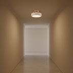 Round Yellow Travertine Ceiling Light Fixture