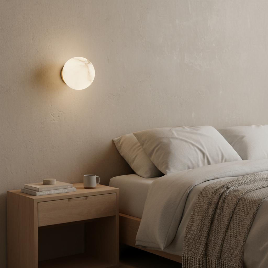 Alabaster Elegance Japandi Mini Orb Wall Lamp