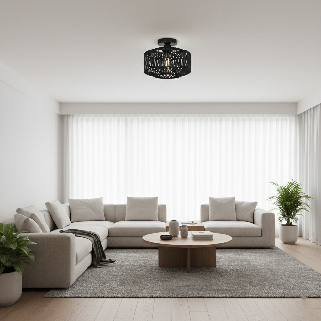 Woven Lantern Boho Radiance Rattan Ceiling Light