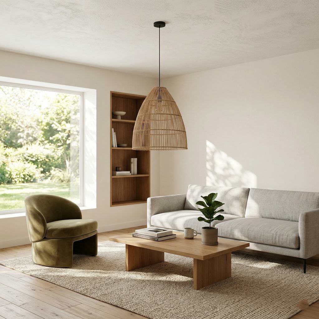 Runa Boho Rattan Pendant Light