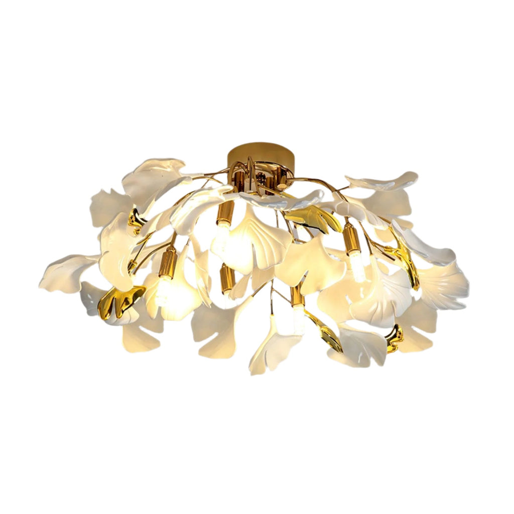 The Whispering Gingko Japandi Iron Ceramic Ceiling Light