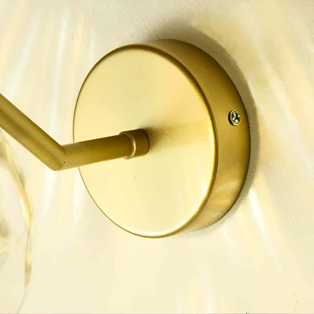 Gold Brass Finished White Glass Ball Shade Wall Light