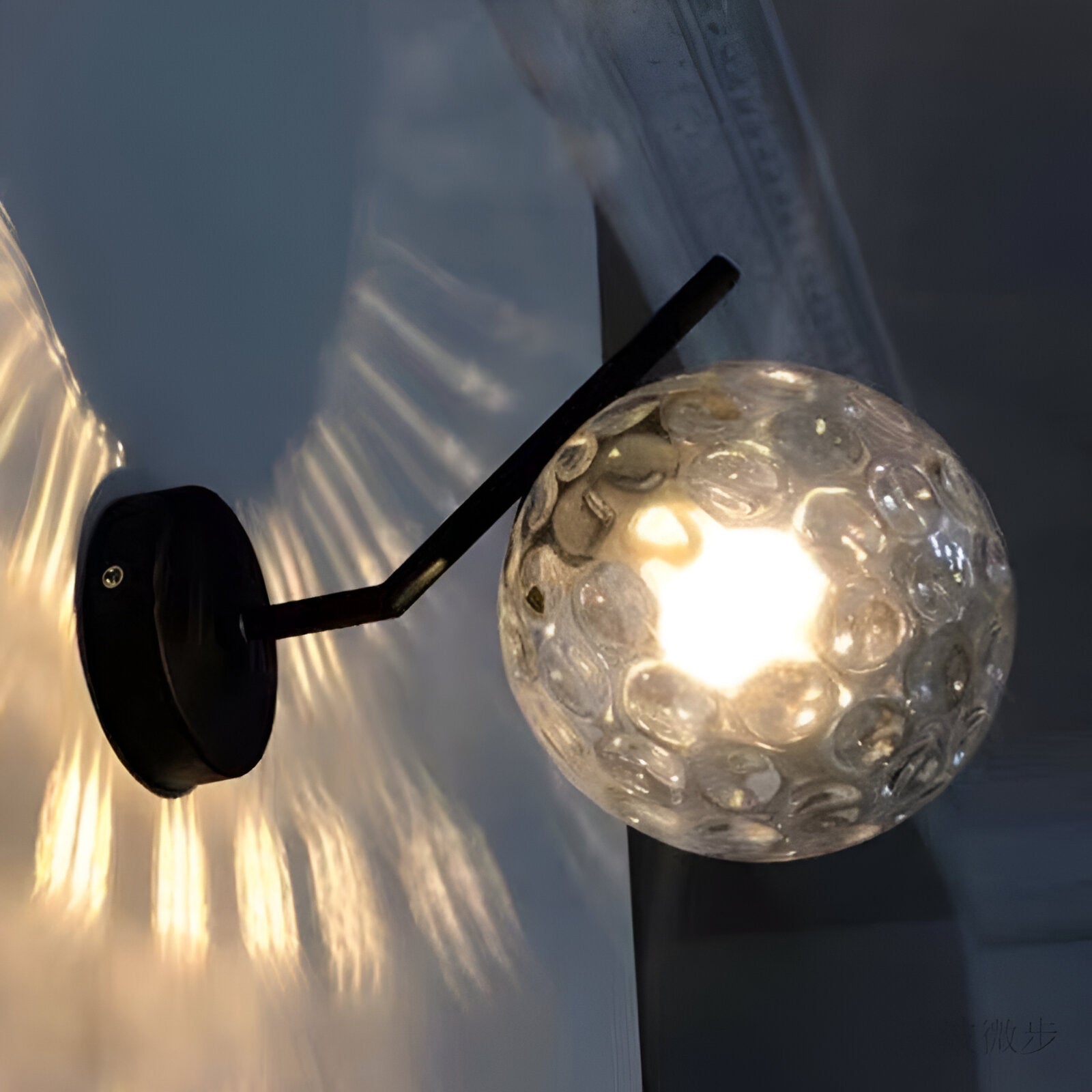 Gold Brass Finished White Glass Ball Shade Wall Light