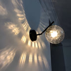 Gold Brass Finished White Glass Ball Shade Wall Light