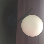 Gold Brass Finished White Glass Ball Shade Wall Light
