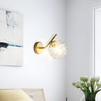 Gold Brass Finished White Glass Ball Shade Wall Light