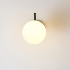 Gold Brass Finished White Glass Ball Shade Wall Light