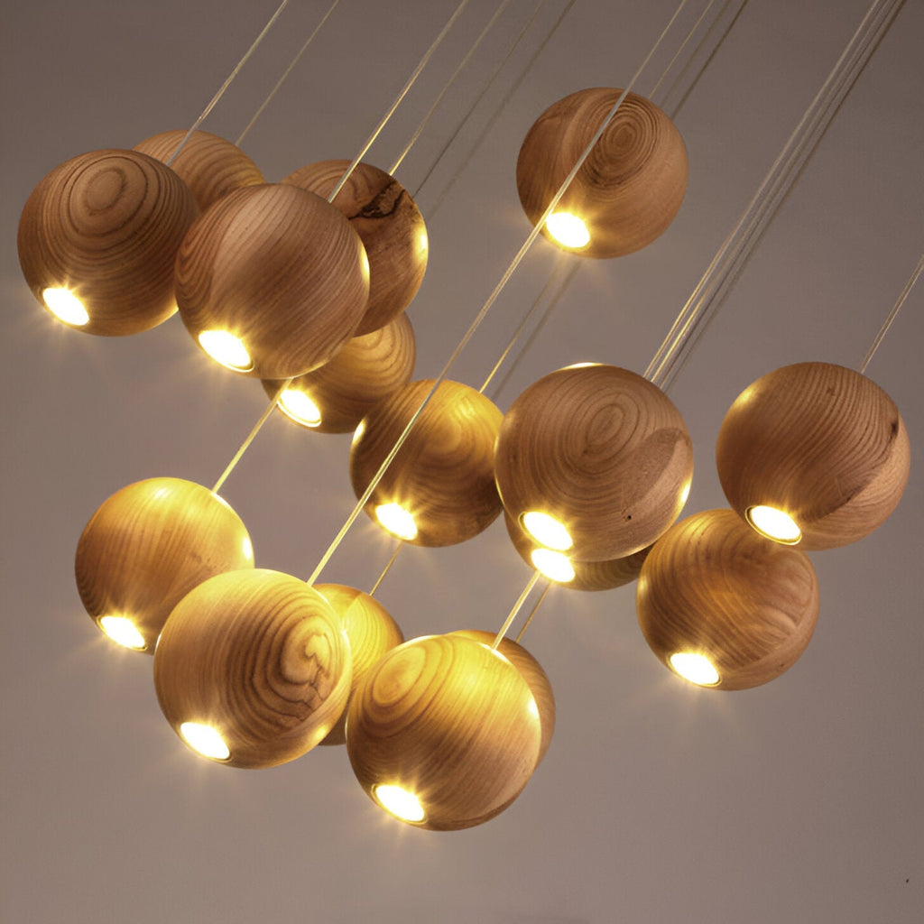 Milliere Nordic Wood Multi-Head Pendant Light