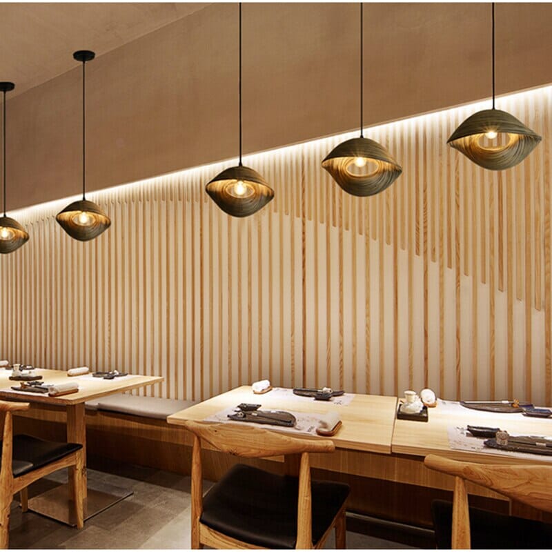 Thai Bamboo Shell Pendant Light