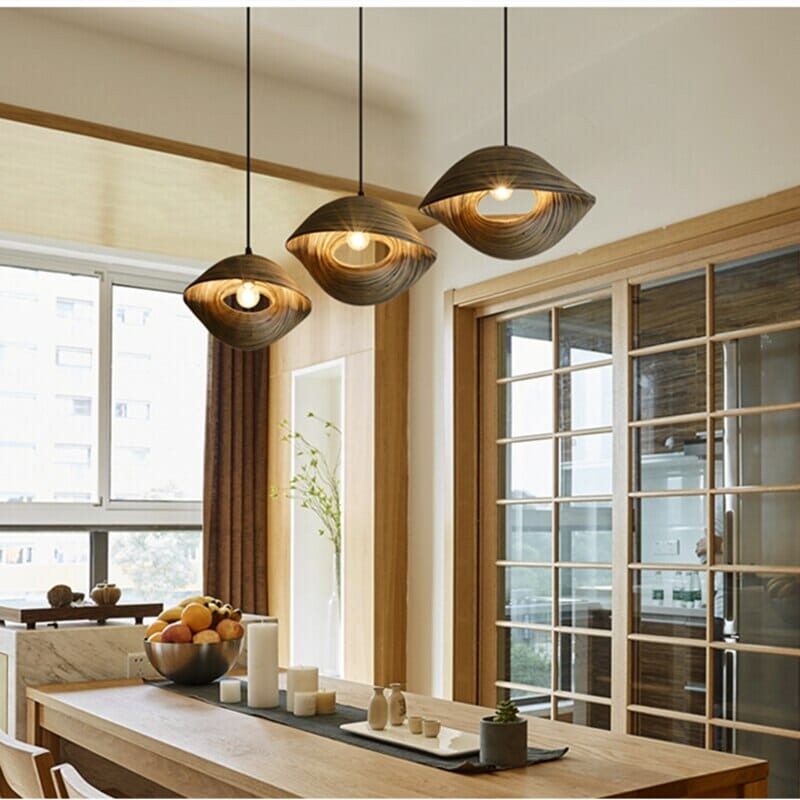 Thai Bamboo Shell Pendant Light