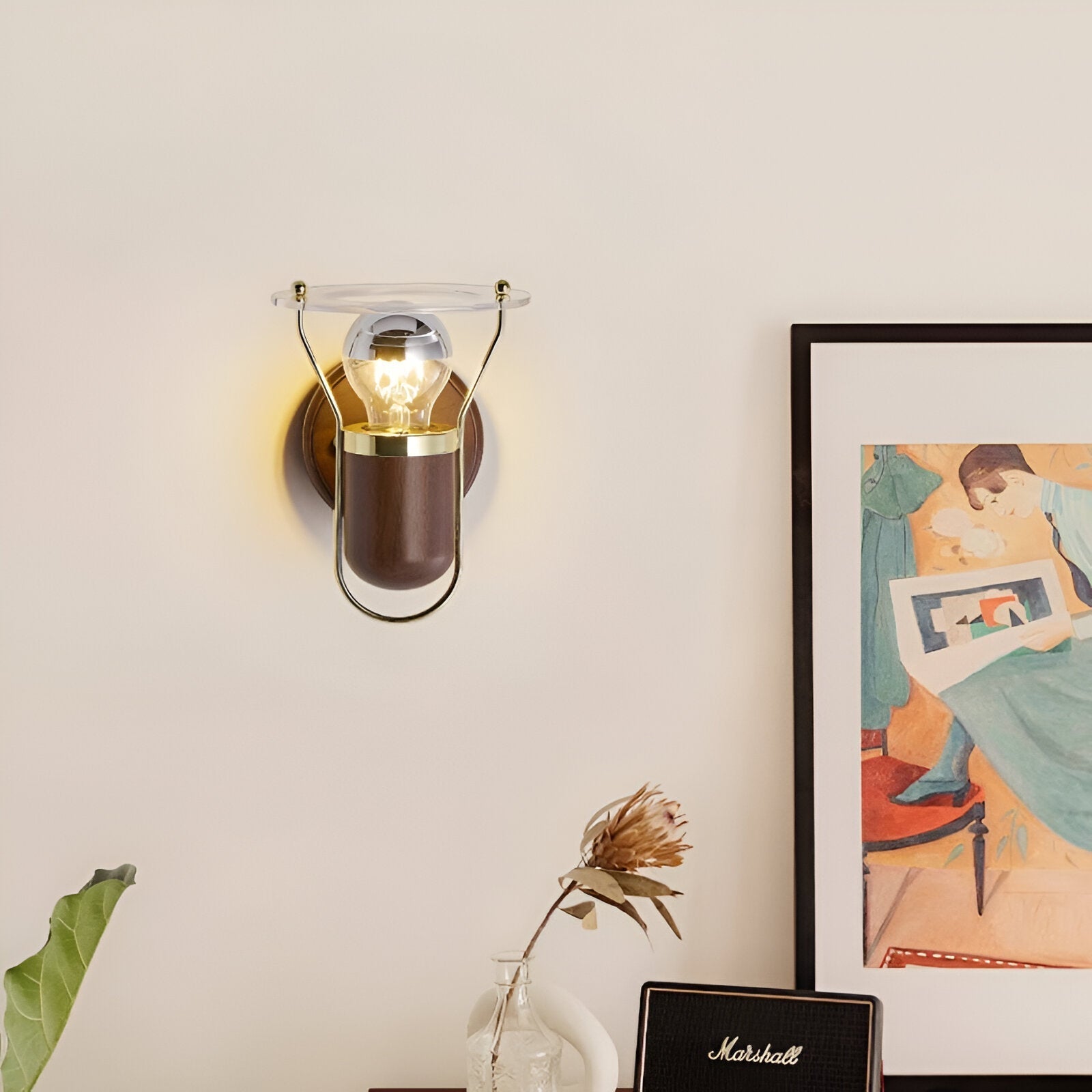 Japanese Retro Style Walnut Haughanv Wall Light