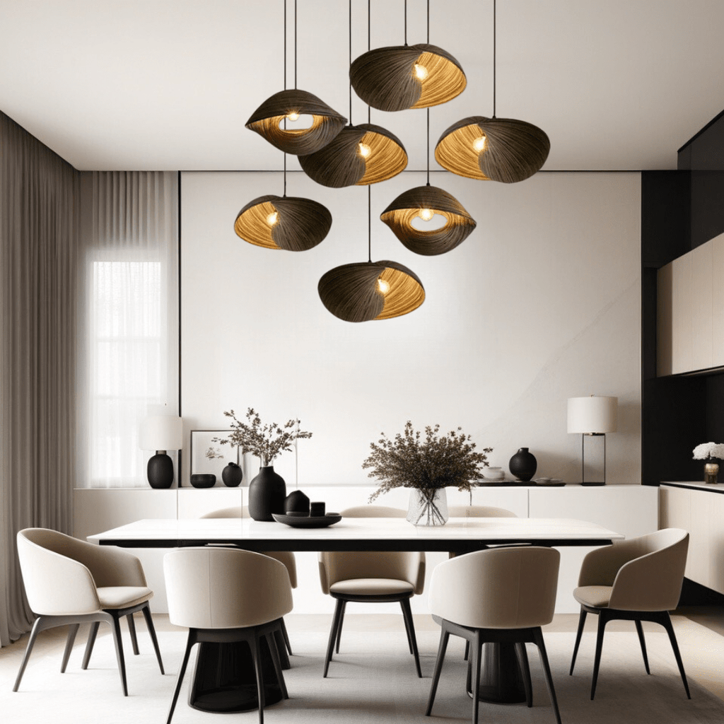 Thai Bamboo Shell Pendant Light