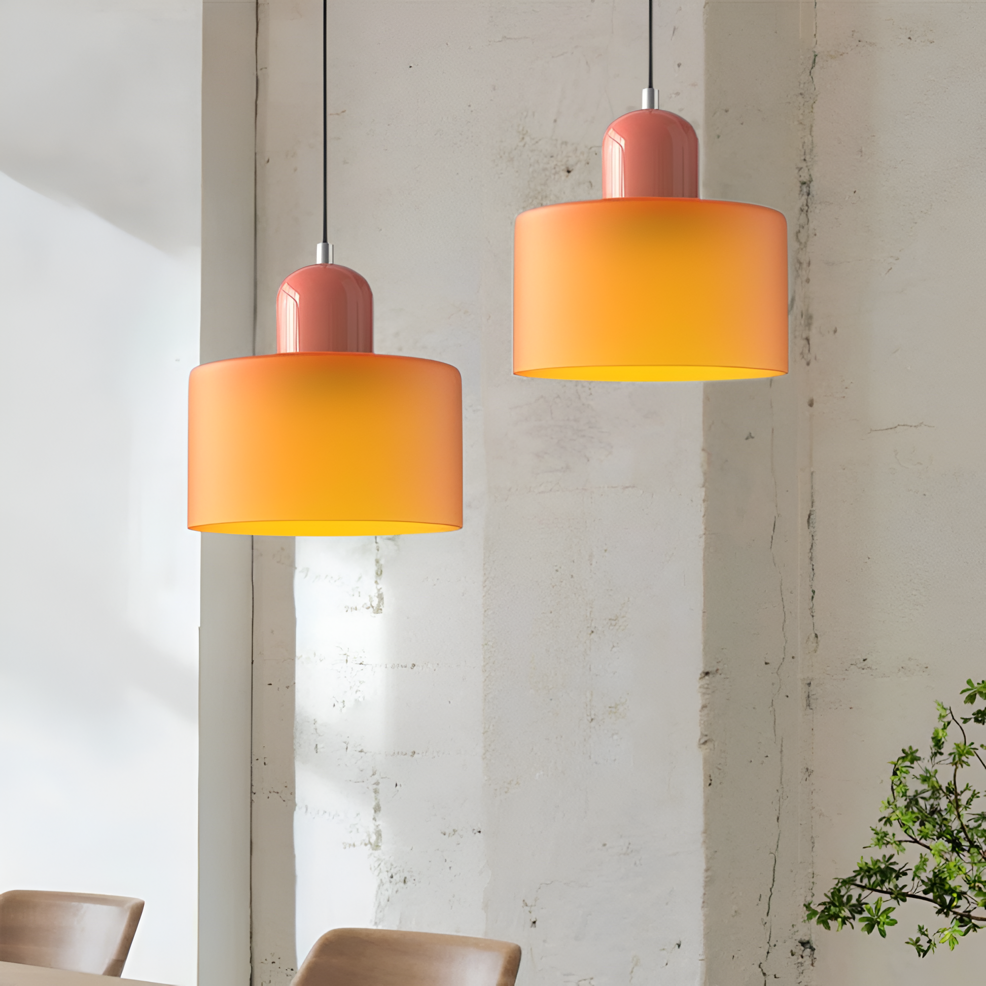 Nordic Iron Body Two-Tone Glass Pendant Light