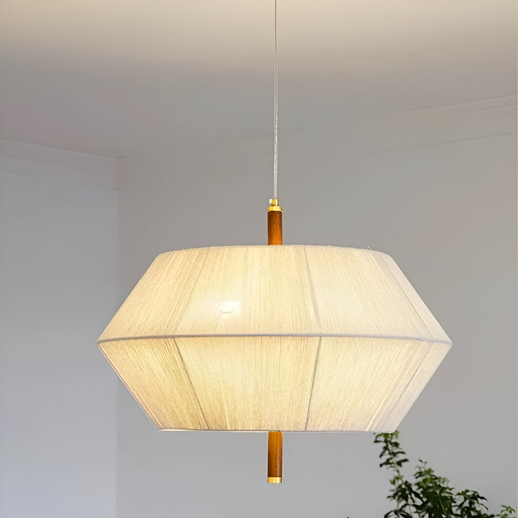 Japandi Totora Rope Wrapped Oak Pendant Light