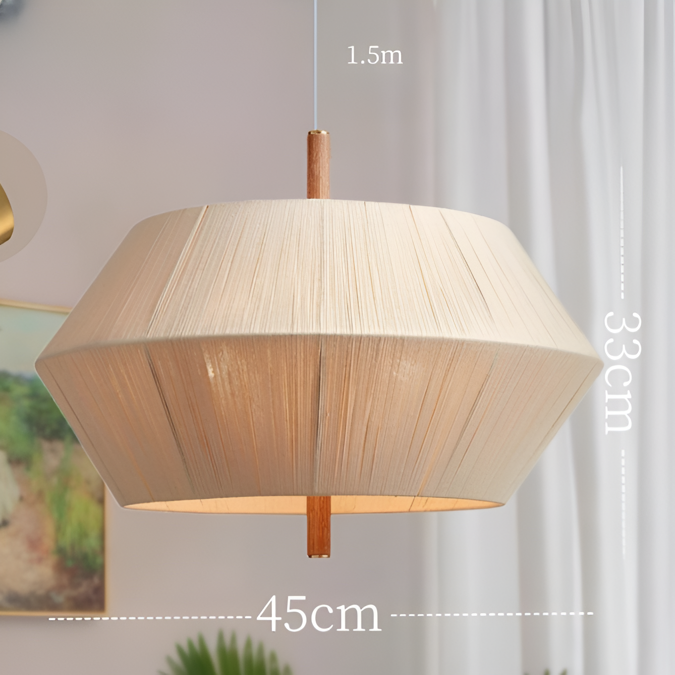 Japandi Totora Rope Wrapped Oak Pendant Light